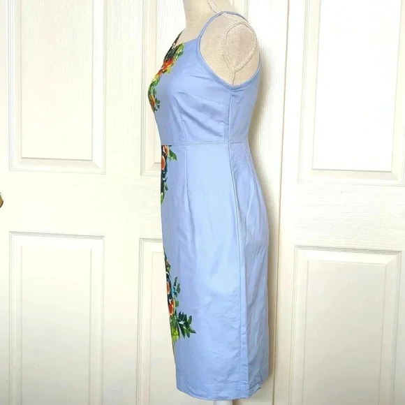 Anthropologie Maeve Orange Bough Blue Citrus Dress Midi Grove - Picture 8 of 11